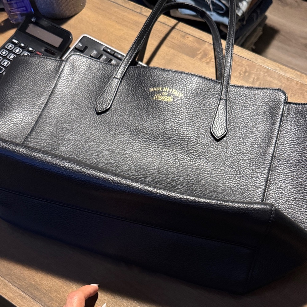 Black Leather Tote Bag